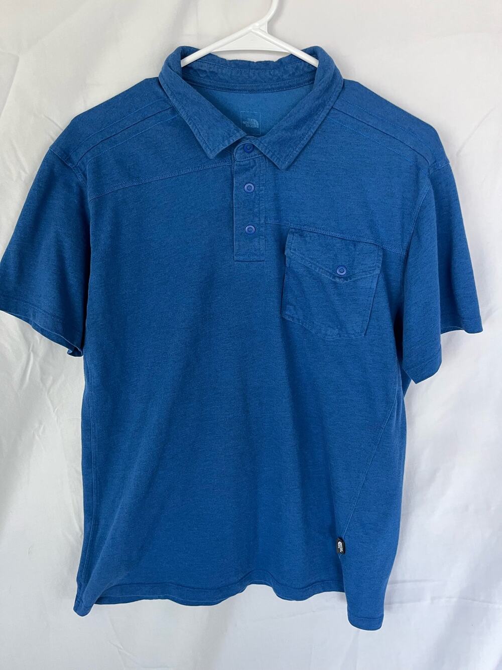 The North Face Men's polo short sleeve pocket cotton blend, blue, size Large